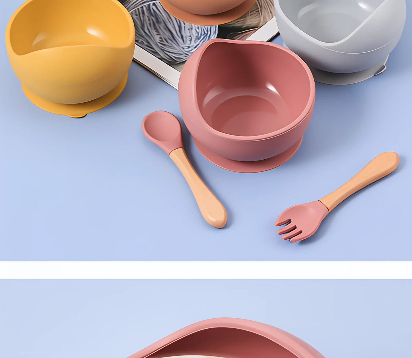 Children Silicone Suction Cup Bowl Feeding Tableware Infant Non-slip Training Learning to Eat Bowl Baby Complementary Bowl