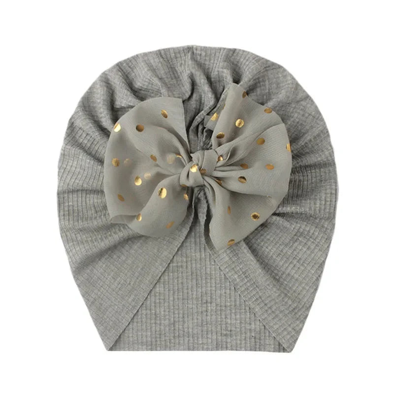 Shiny Sequin Baby Turban Hat – 3D Bow, Soft & Stretchy Fit