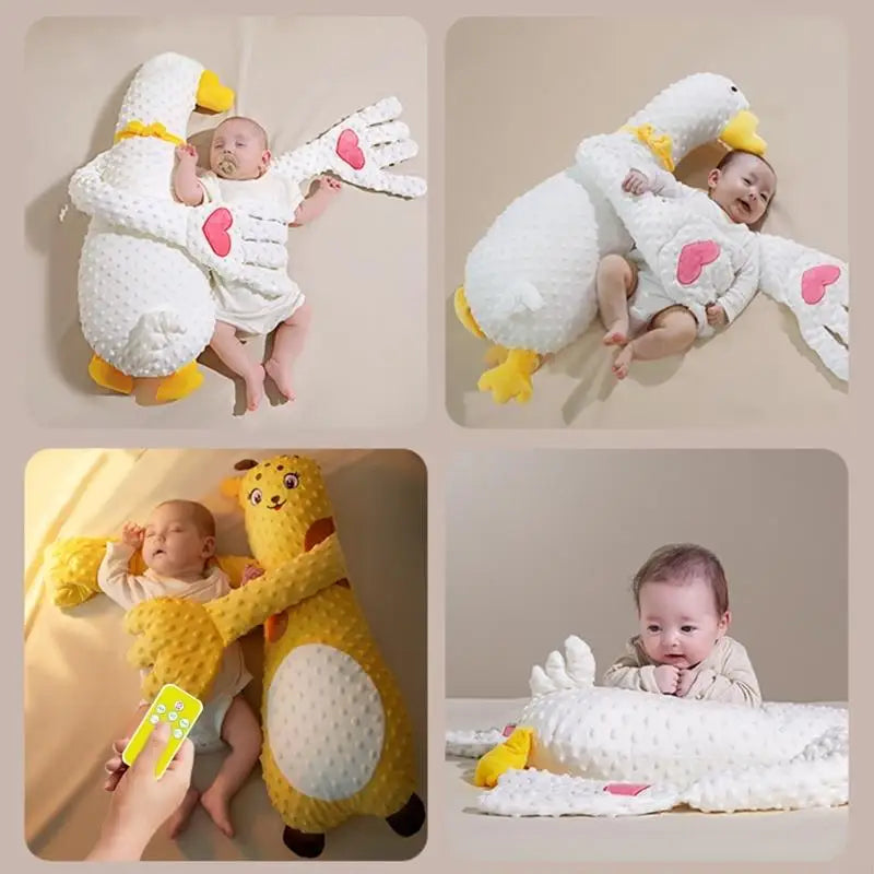 066B Cartoon Baby Exhaust Pillow Toy Soothing Infants Mood without/with Music and Gentle Patting Function for Relaxation