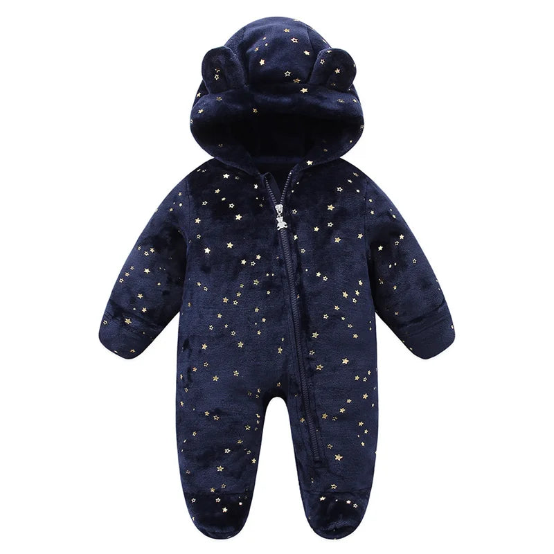Cartoon Baby Flannel Romper – Soft, Warm Jumpsuit for Newborns