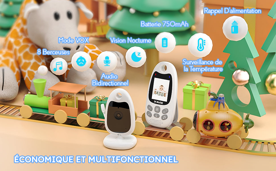 BOIFUN 480P Baby Monitor – Night Vision, Two-Way Audio, Temp Sensor