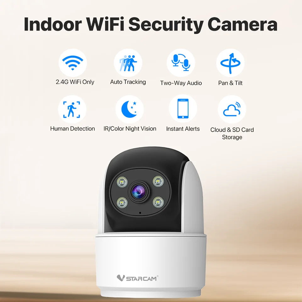 VStarCam 2MP Indoor Security Camera – Pan & Tilt, App Control, Baby & Pet Monitor