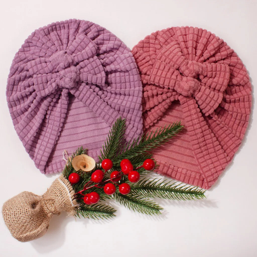 Cozy Polka-Dot Baby Hat with Bow