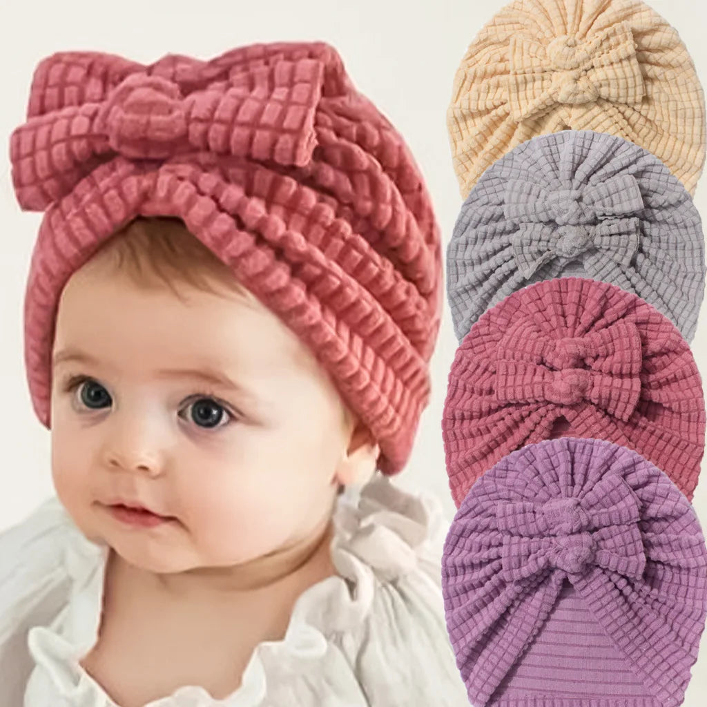 Cozy Polka-Dot Baby Hat with Bow