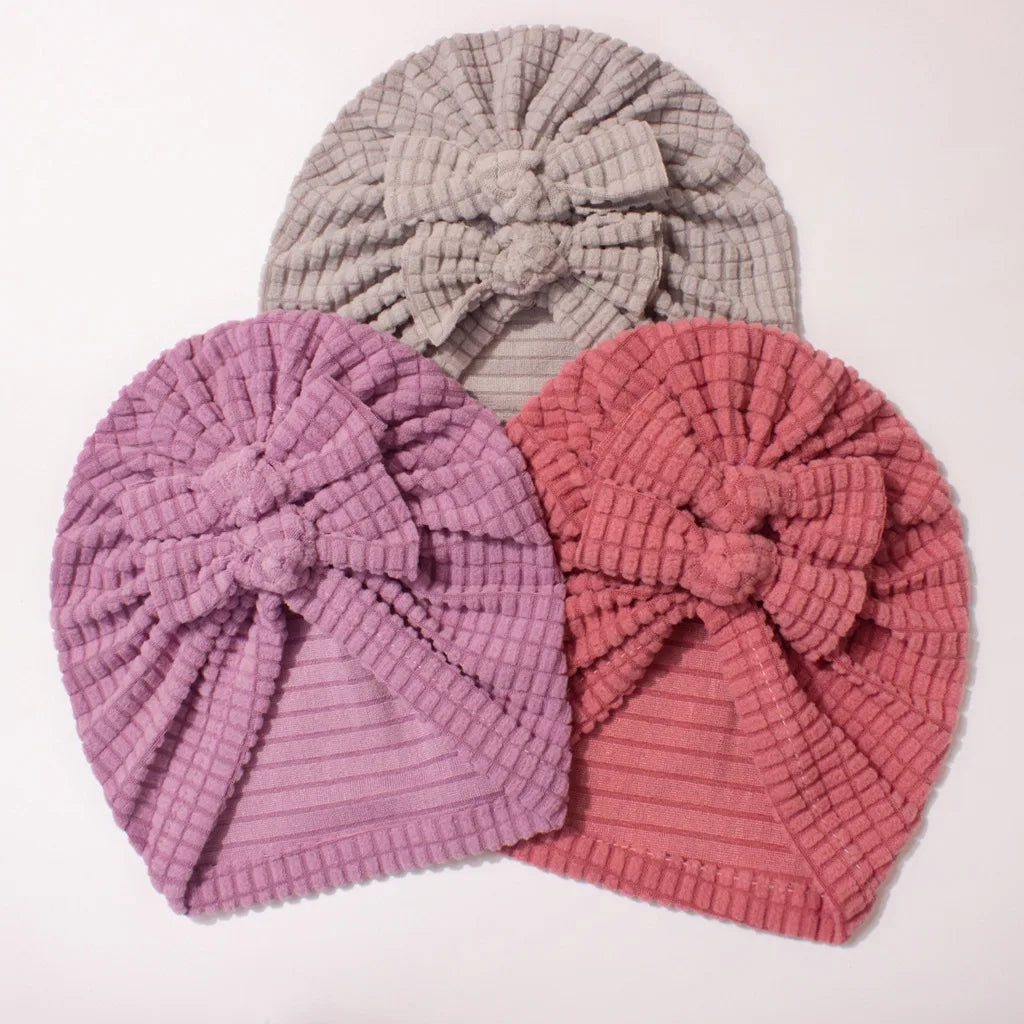 Cozy Polka-Dot Baby Hat with Bow