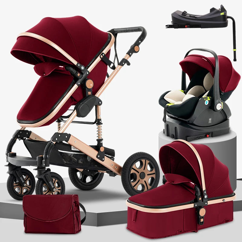 3-in-1 Baby Travel System with ISOFIX Base – Foldable Reversible Newborn Stroller
