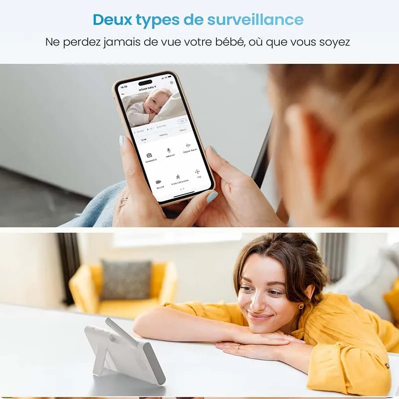 ieGeek 1080P PTZ Baby Monitor with 2 Cameras, 4.3” Screen & App Control