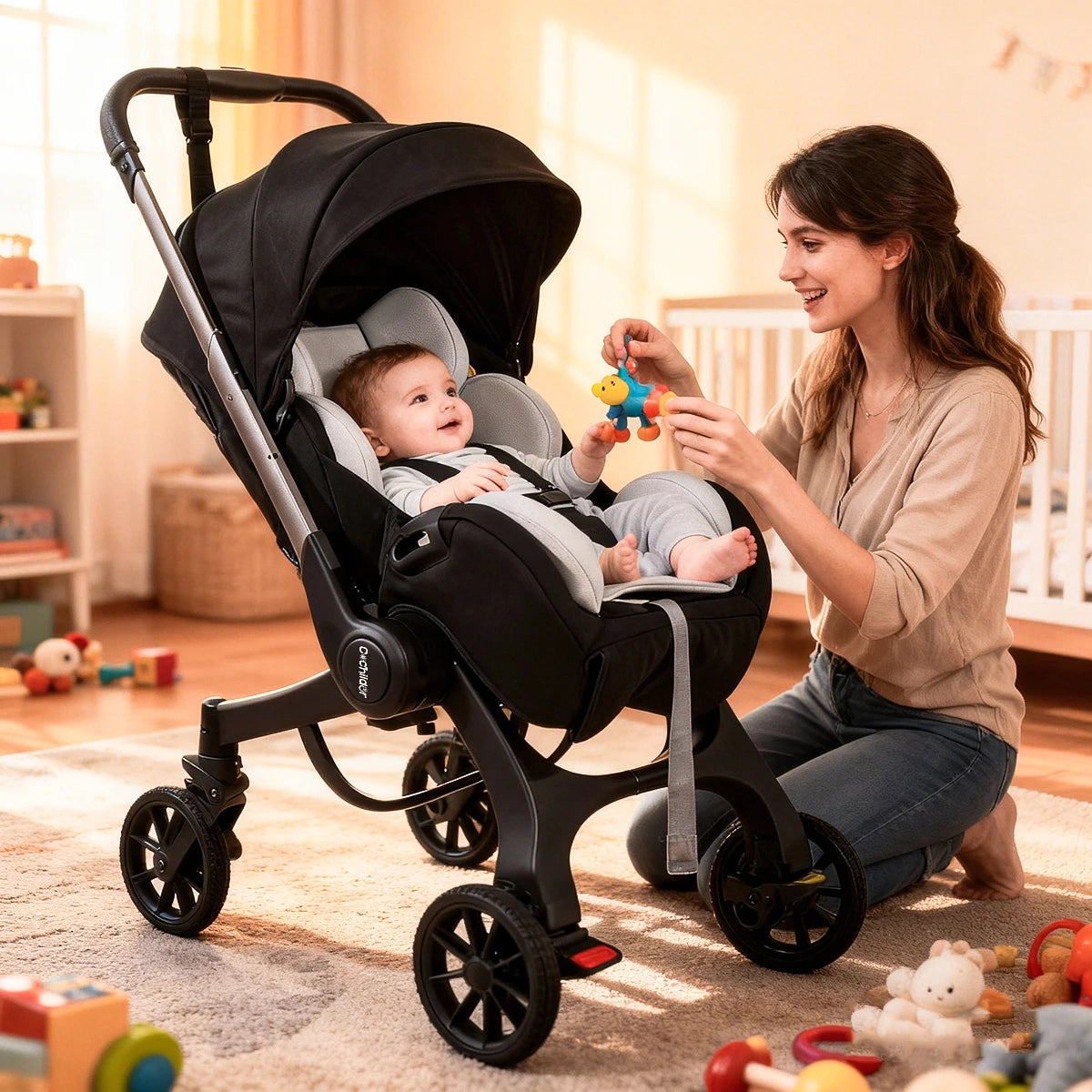 Luxury Foldable Baby Stroller – Reversible High View Newborn Pushchair