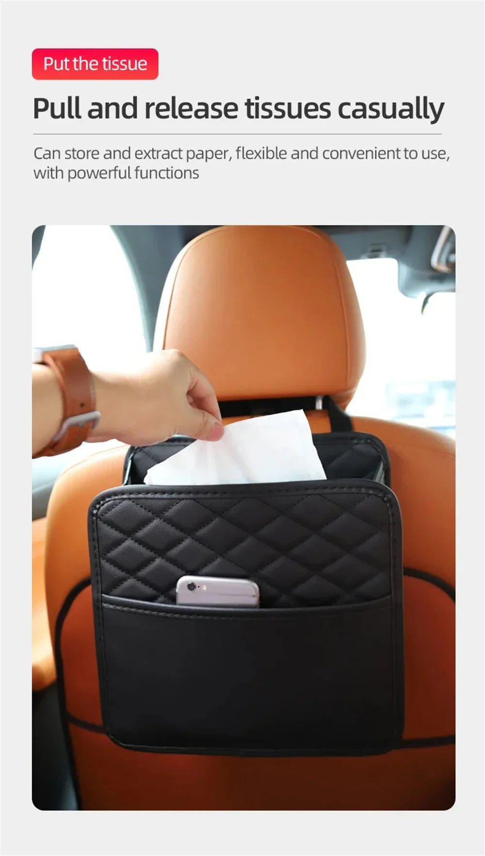 Multifunctional Leather Car Seat Organizer