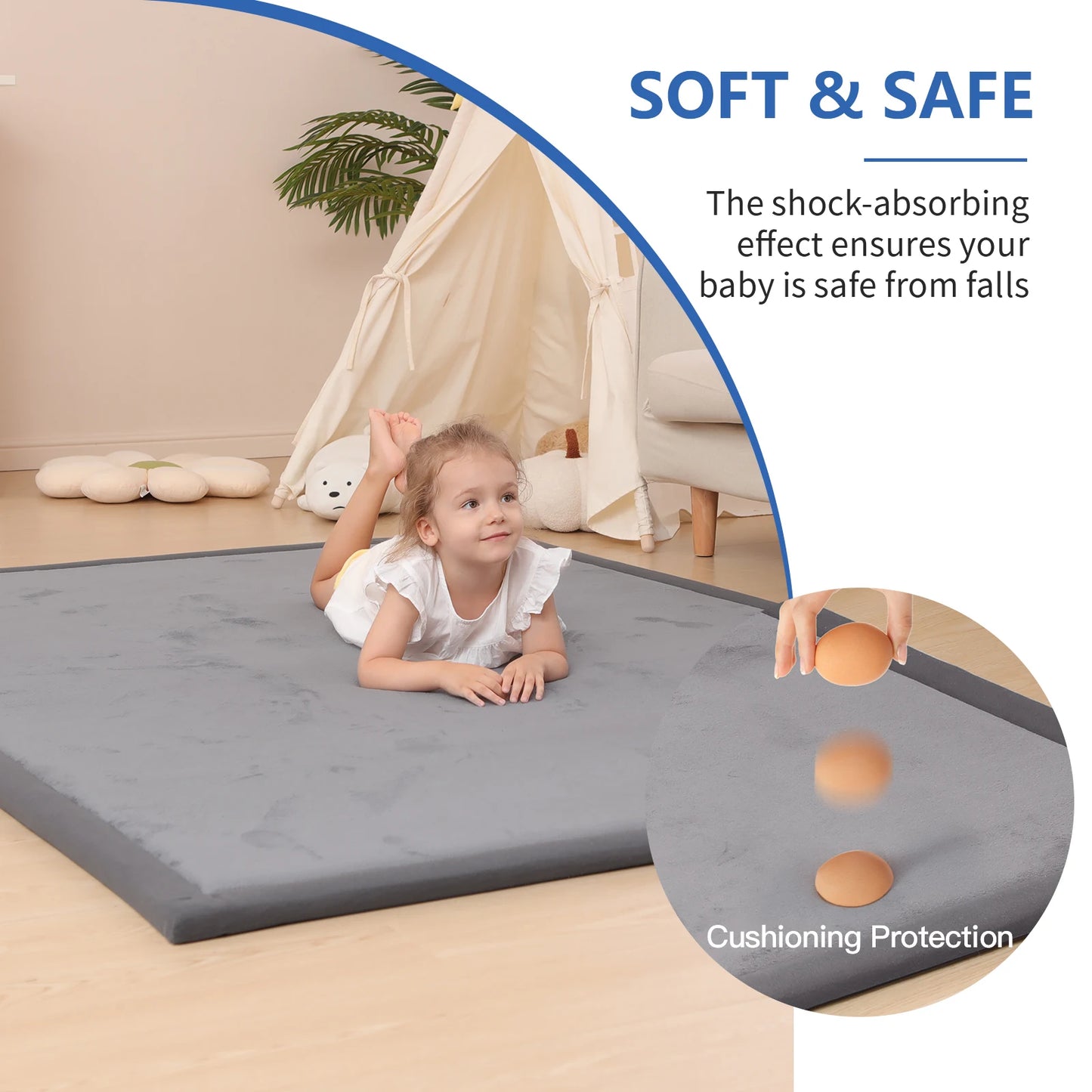 Huloosleep Baby Crawling Play Mat – Thick Soft Foam, Non-Slip Activity Rug