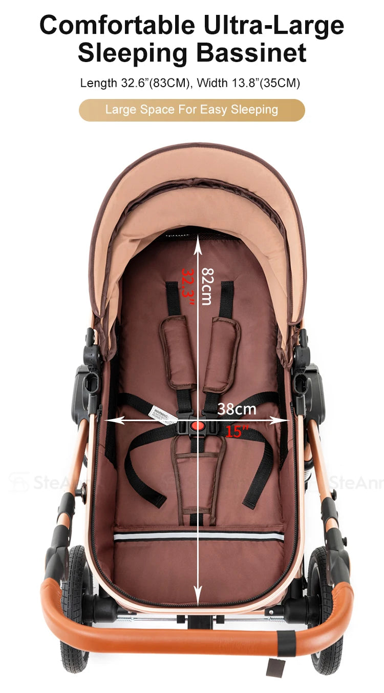 3-in-1 Baby Travel System with ISOFIX Base – Foldable Reversible Newborn Stroller