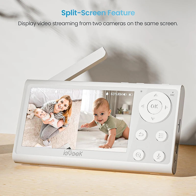 ieGeek 1080P PTZ Baby Monitor with 2 Cameras, 4.3” Screen & App Control