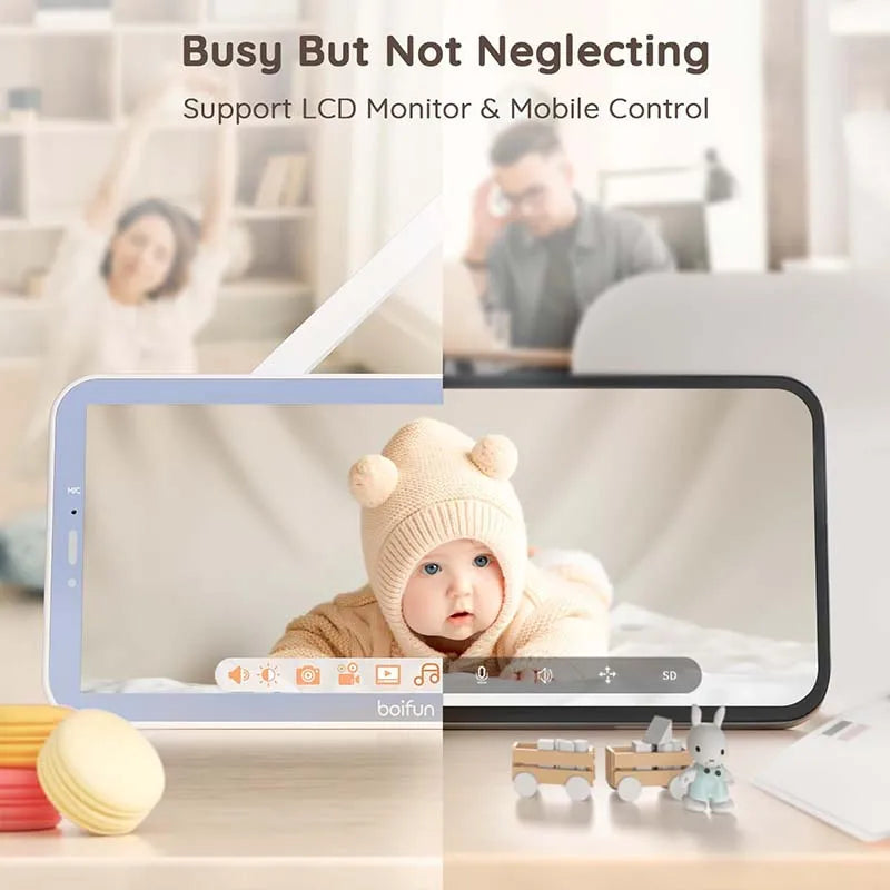 BOIFUN 2K Smart Baby Monitor – 5” Screen, WiFi, Auto Tracking, Night Vision