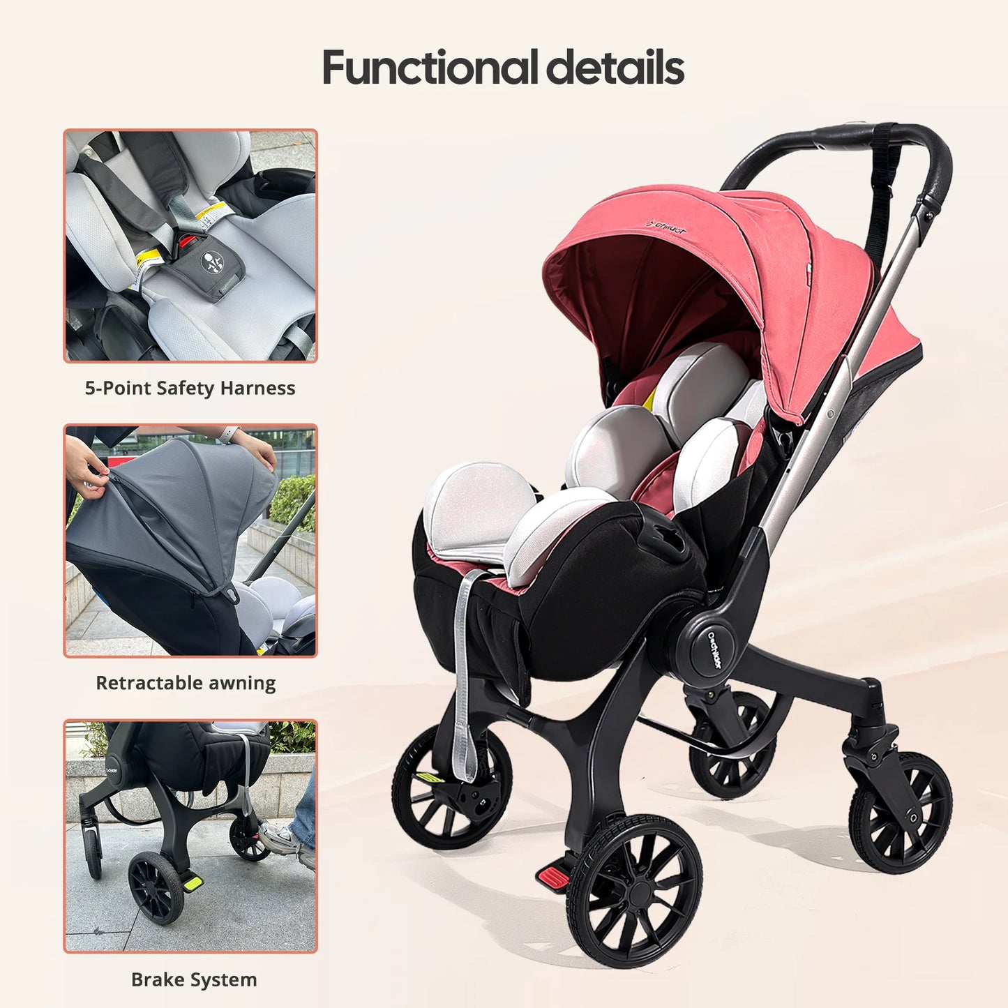 Luxury Foldable Baby Stroller – Reversible High View Newborn Pushchair