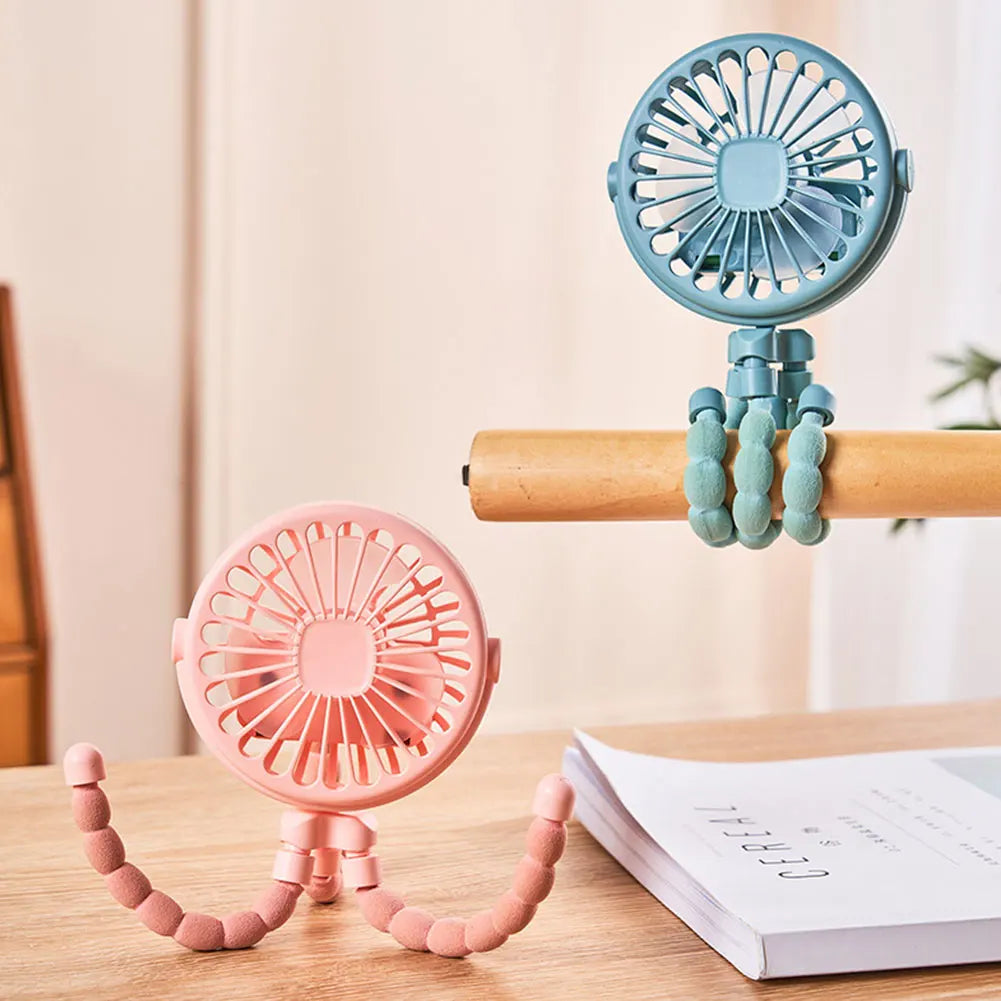 Portable Baby Stroller Fan with Flexible Tripod & USB Rechargeable Battery
