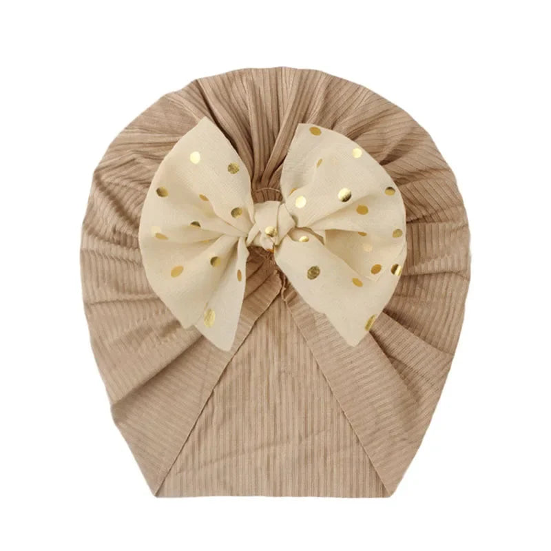 Shiny Sequin Baby Turban Hat – 3D Bow, Soft & Stretchy Fit
