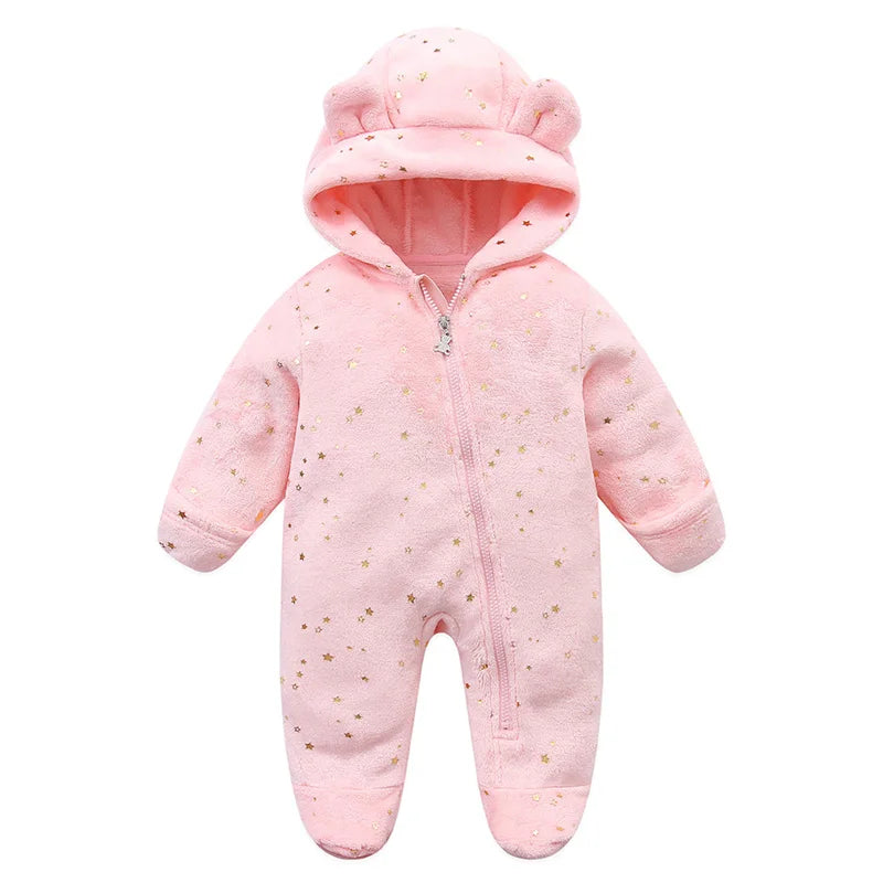 Cartoon Baby Flannel Romper – Soft, Warm Jumpsuit for Newborns