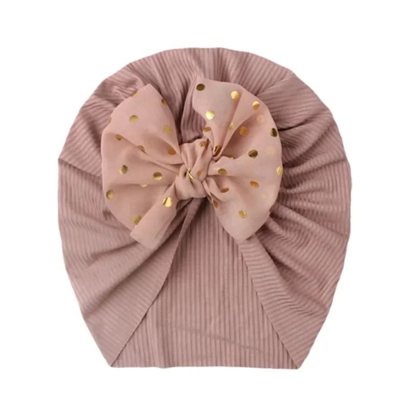 Shiny Sequin Baby Turban Hat – 3D Bow, Soft & Stretchy Fit