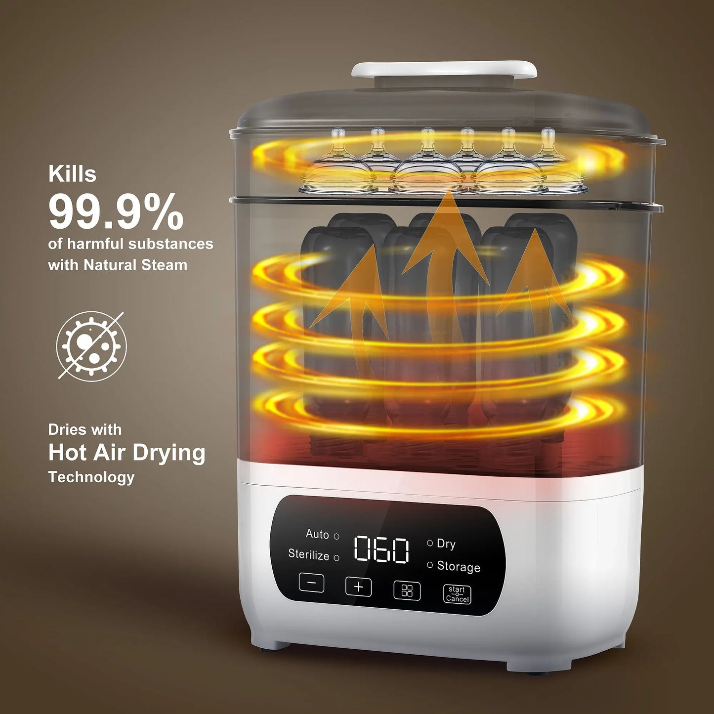 4-in-1 Baby Bottle Sterilizer & Dryer – Steam & LED Control