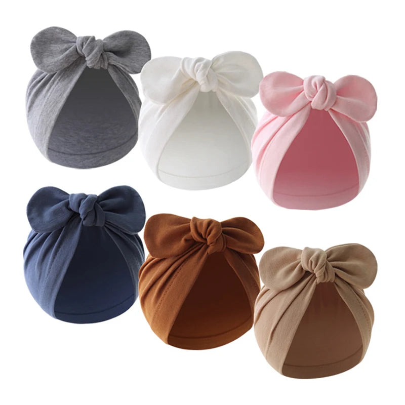 Soft Cotton Baby Turban Hat with Bunny Ears
