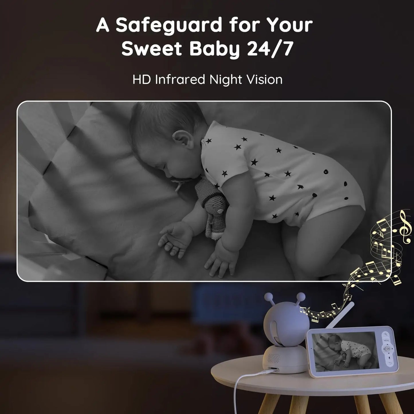BOIFUN 2K Smart Baby Monitor – 5” Screen, WiFi, Auto Tracking, Night Vision