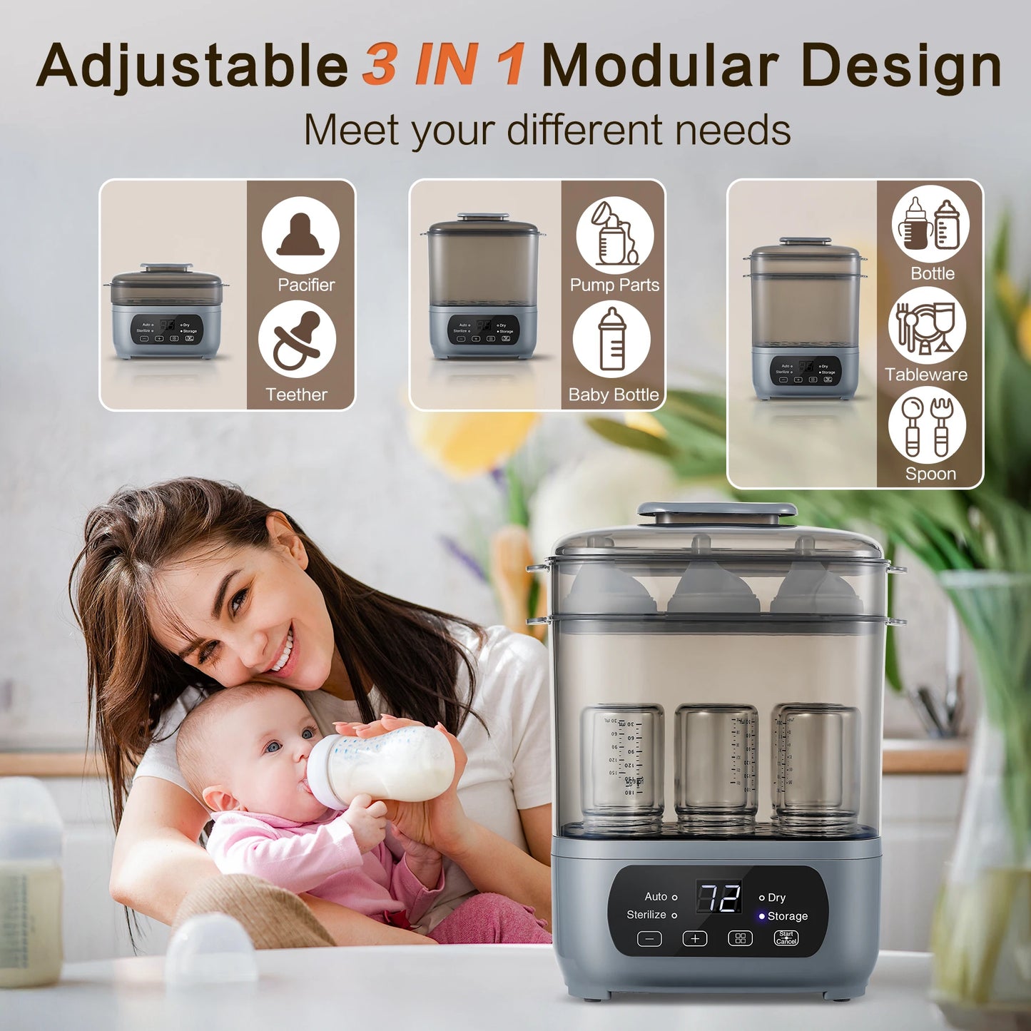 4-in-1 Bottle Sterilizer – Fast Dry & 72H Storage
