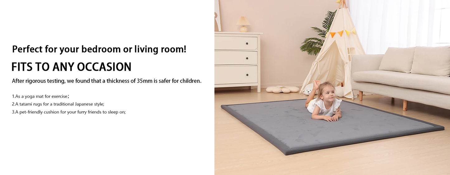 Huloosleep Baby Crawling Play Mat – Thick Soft Foam, Non-Slip Activity Rug