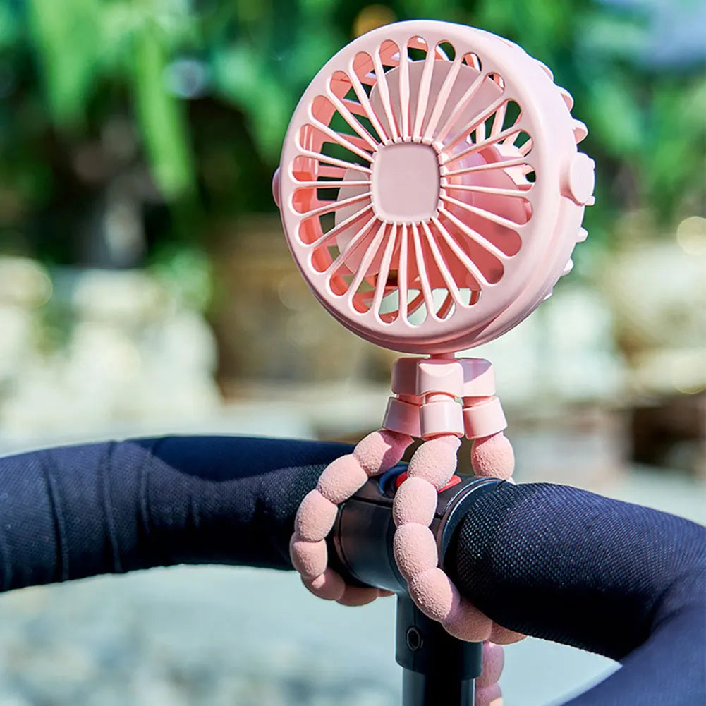 Portable Baby Stroller Fan with Flexible Tripod & USB Rechargeable Battery