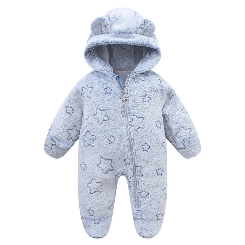 Cartoon Baby Flannel Romper – Soft, Warm Jumpsuit for Newborns