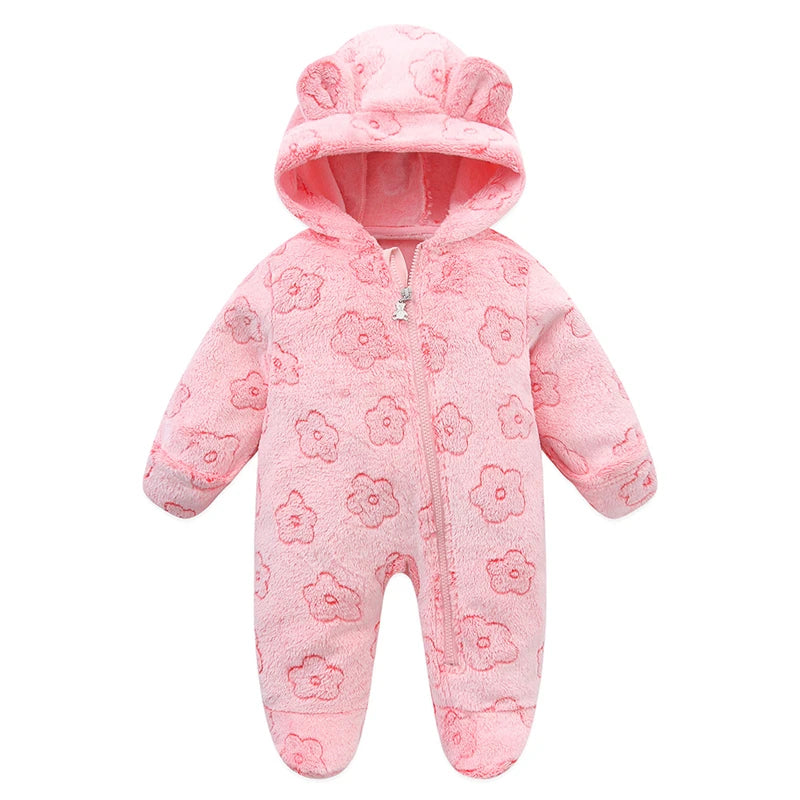 Cartoon Baby Flannel Romper – Soft, Warm Jumpsuit for Newborns