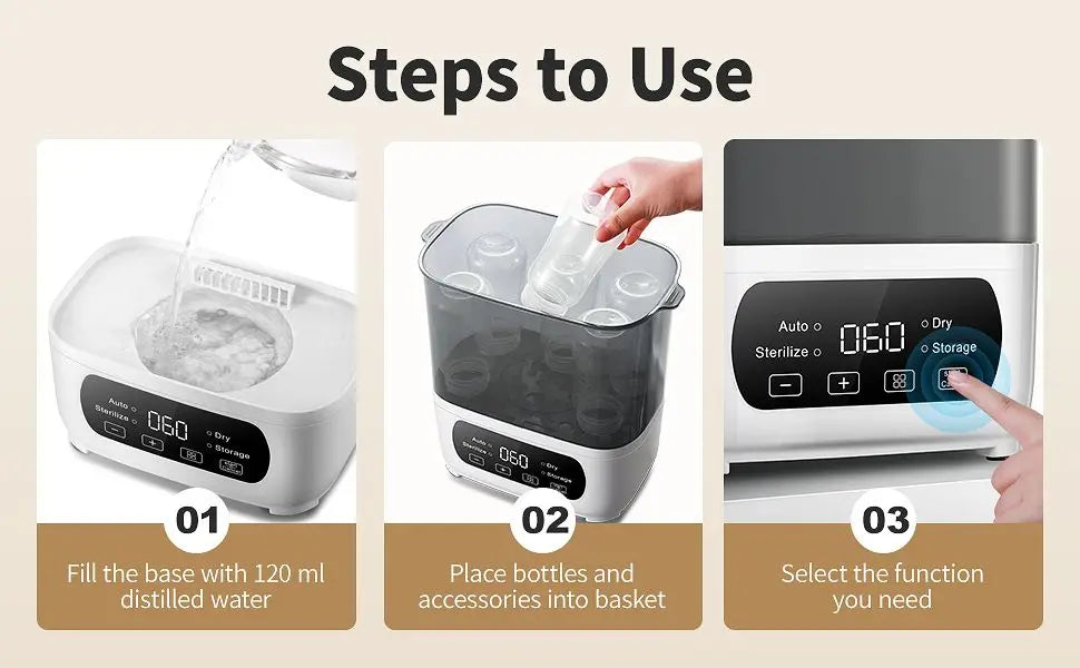 4-in-1 Baby Bottle Sterilizer & Dryer – Steam & LED Control