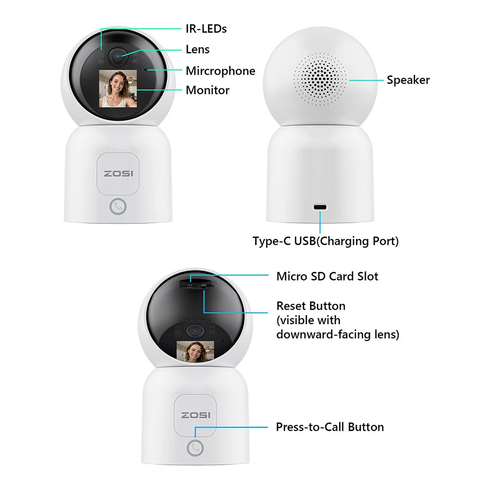 4MP Smart Baby Monitor Camera – Auto Tracking, WiFi, Video Call, Indoor HD