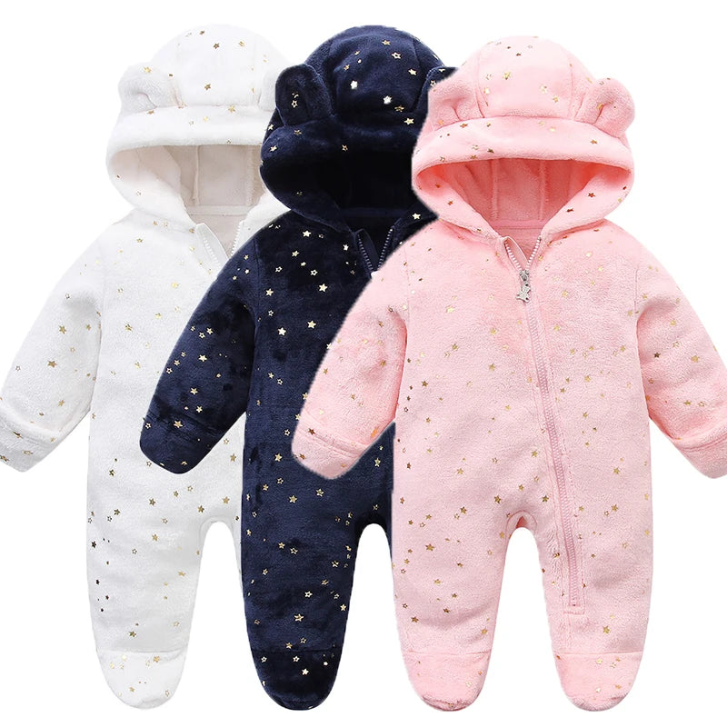 Cartoon Baby Flannel Romper – Soft, Warm Jumpsuit for Newborns