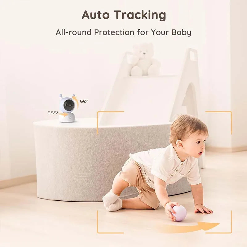 BOIFUN 2K Smart Baby Monitor – 5” Screen, WiFi, Auto Tracking, Night Vision