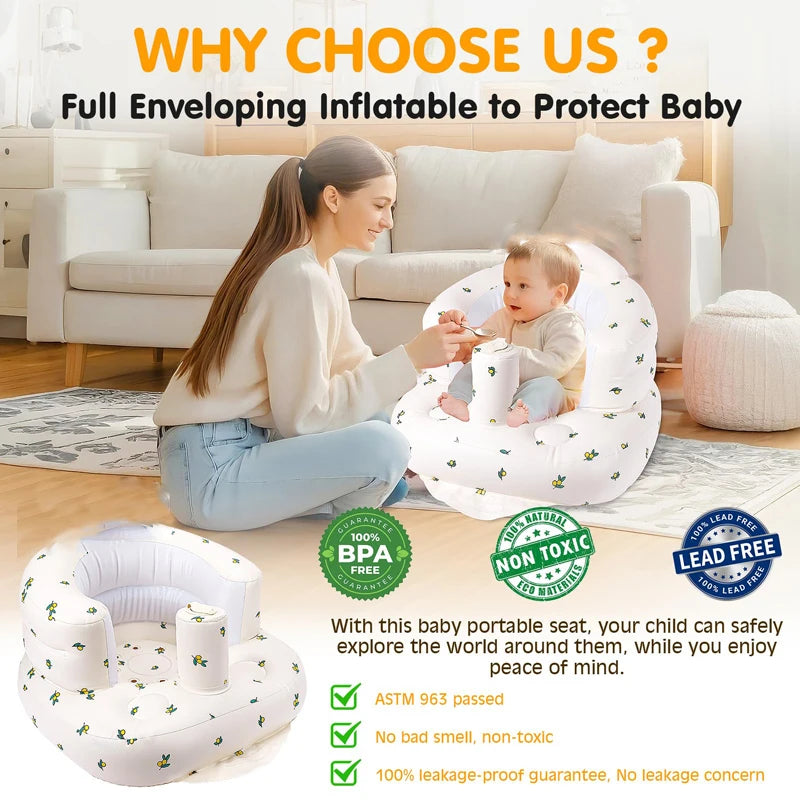 Inflatable Baby Seat with Built-In Pump