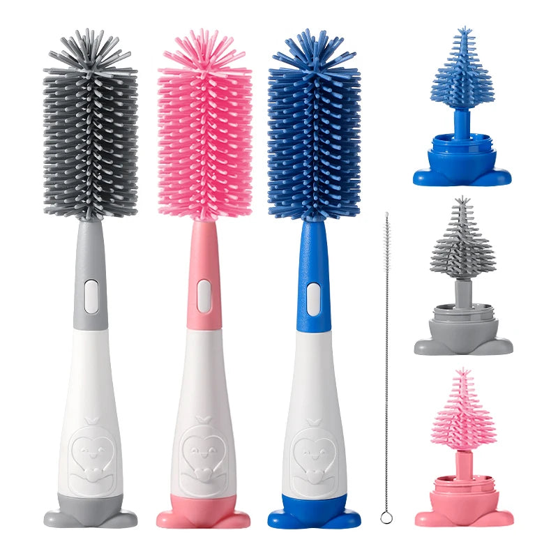 Penguin Silicone Baby Bottle Brush Set
