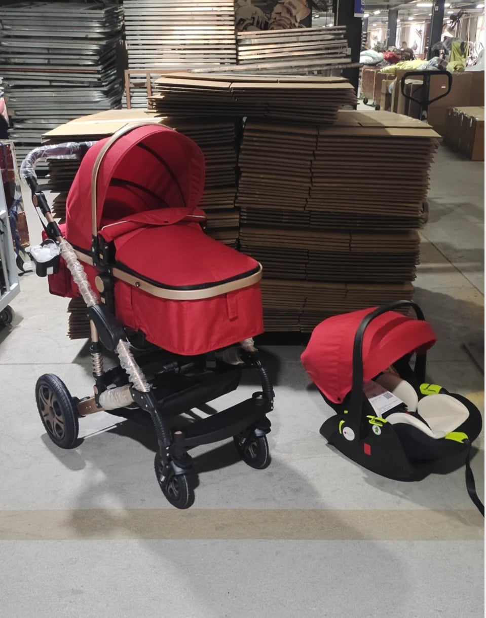 3-in-1 Baby Travel System with ISOFIX Base – Foldable Reversible Newborn Stroller