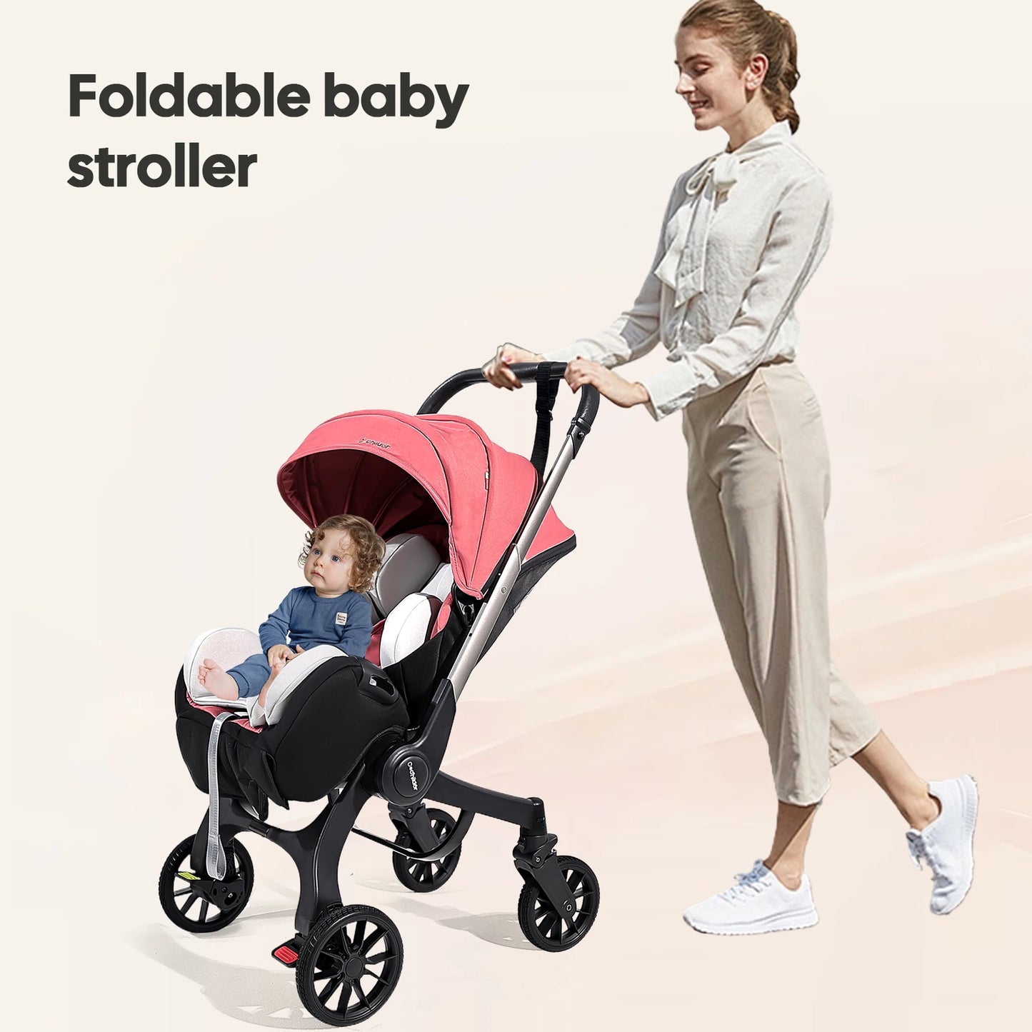 Luxury Foldable Baby Stroller – Reversible High View Newborn Pushchair