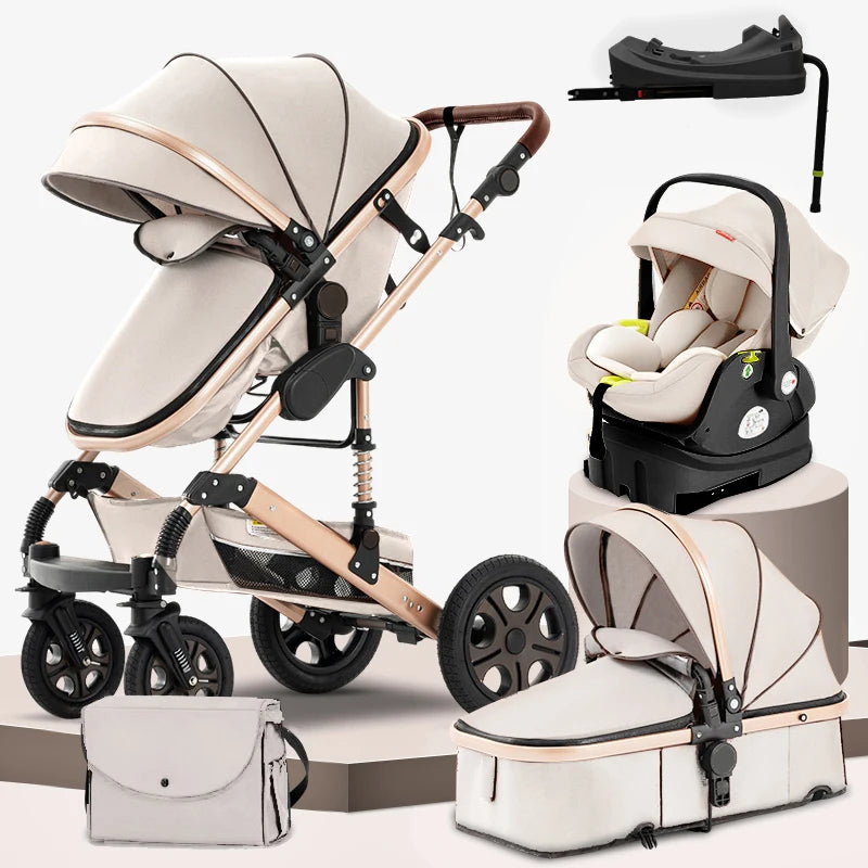 3-in-1 Baby Travel System with ISOFIX Base – Foldable Reversible Newborn Stroller