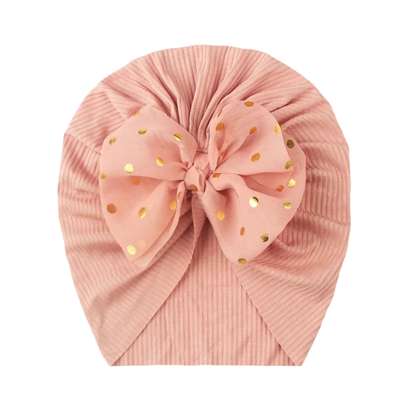 Shiny Sequin Baby Turban Hat – 3D Bow, Soft & Stretchy Fit