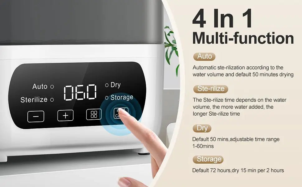 4-in-1 Baby Bottle Sterilizer & Dryer – Steam & LED Control