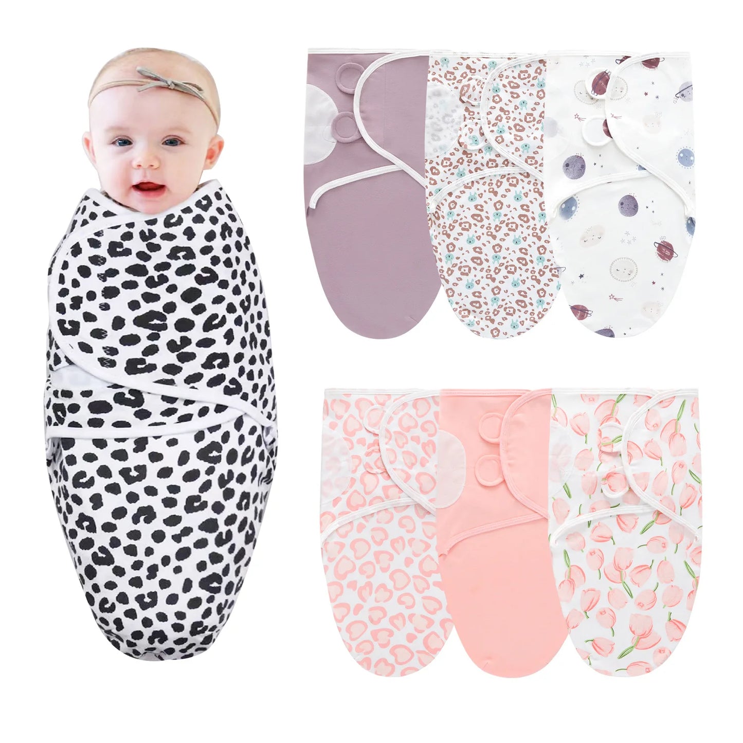 Cartoon Cotton Newborn Swaddle & Hat Set