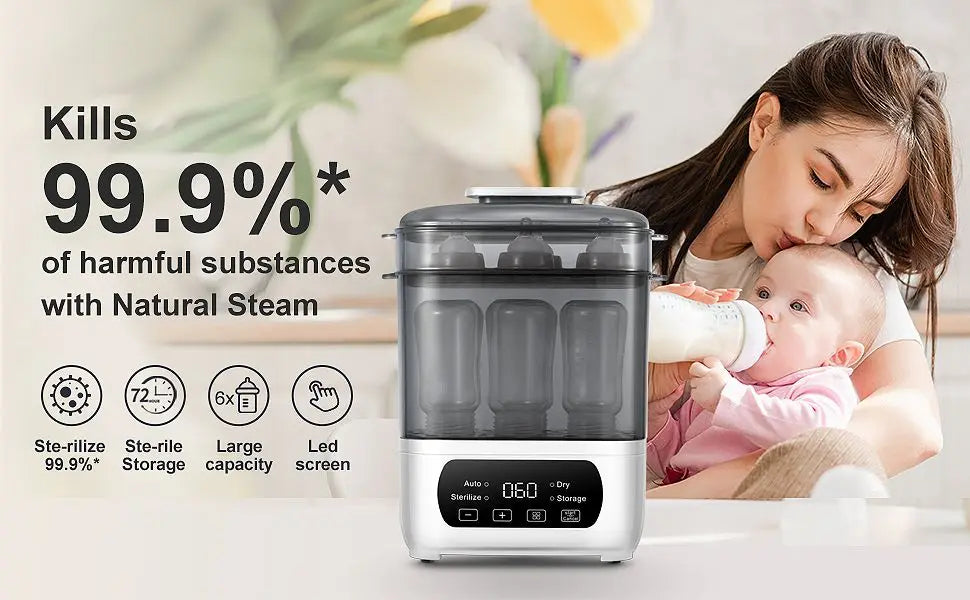 4-in-1 Baby Bottle Sterilizer & Dryer – Steam & LED Control
