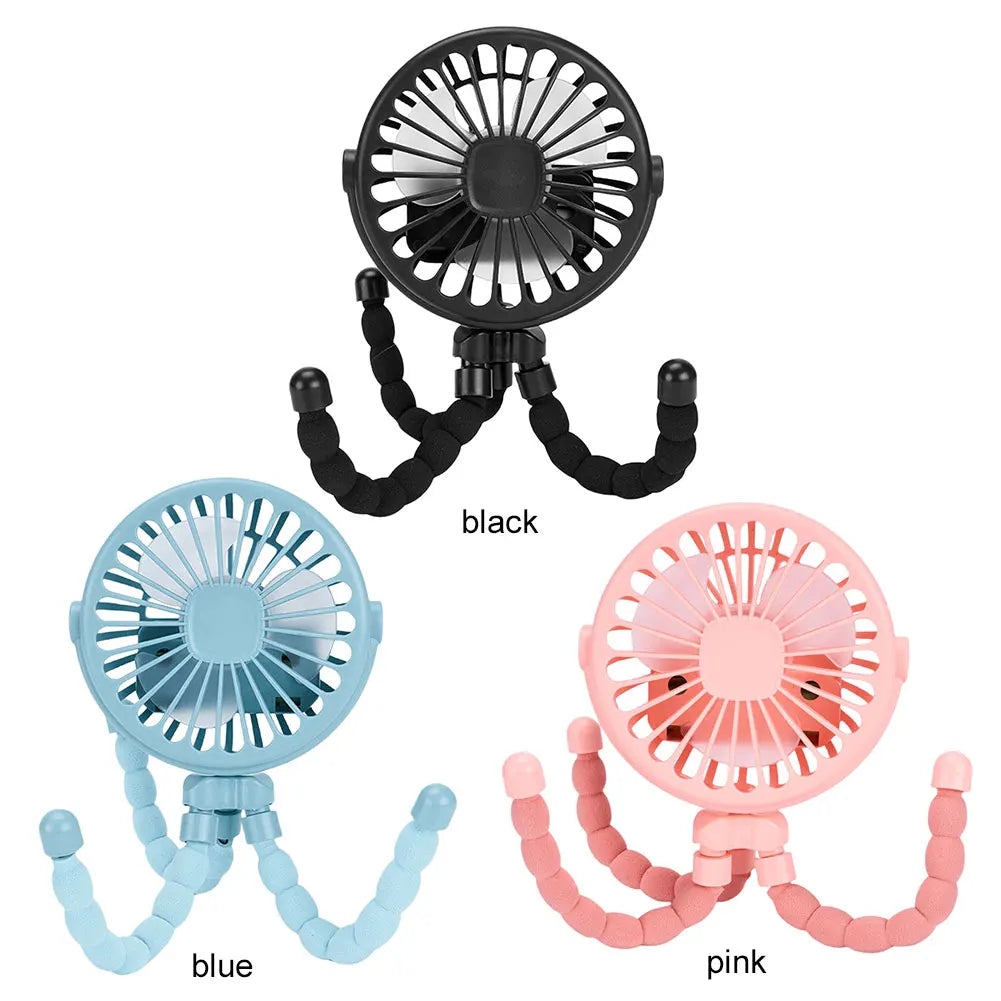 Portable Baby Stroller Fan with Flexible Tripod & USB Rechargeable Battery