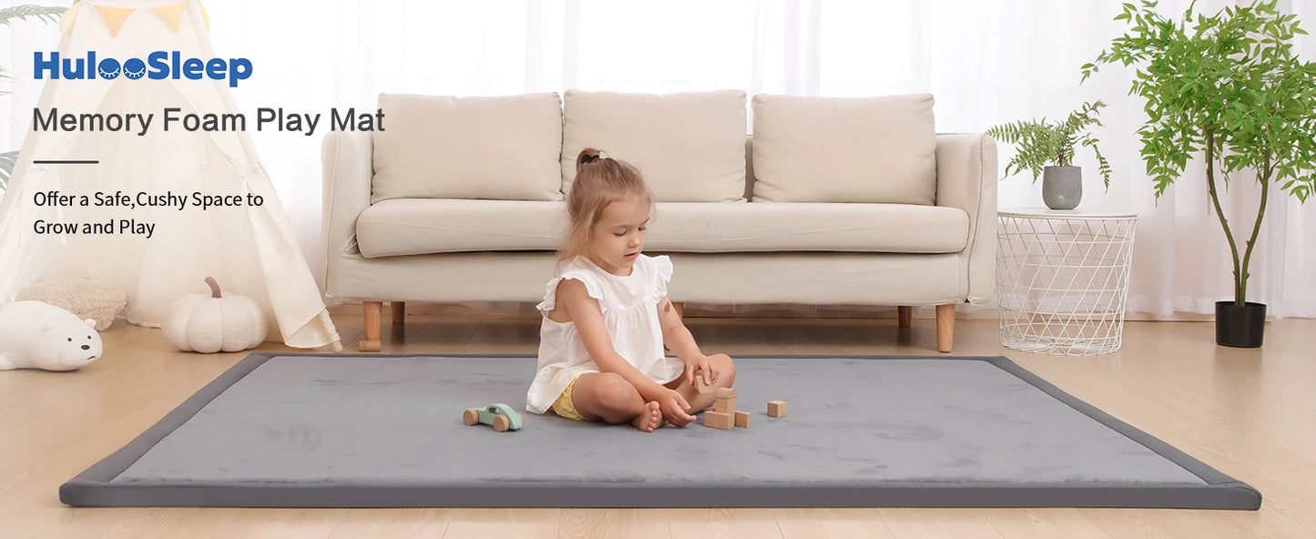 Huloosleep Baby Crawling Play Mat – Thick Soft Foam, Non-Slip Activity Rug