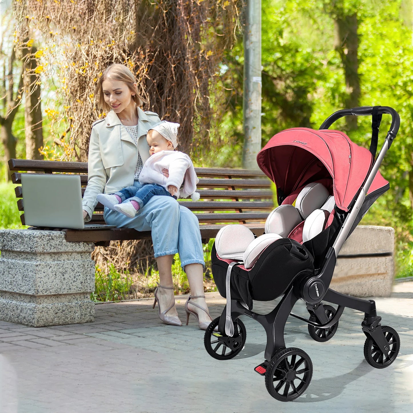 Luxury Foldable Baby Stroller – Reversible High View Newborn Pushchair