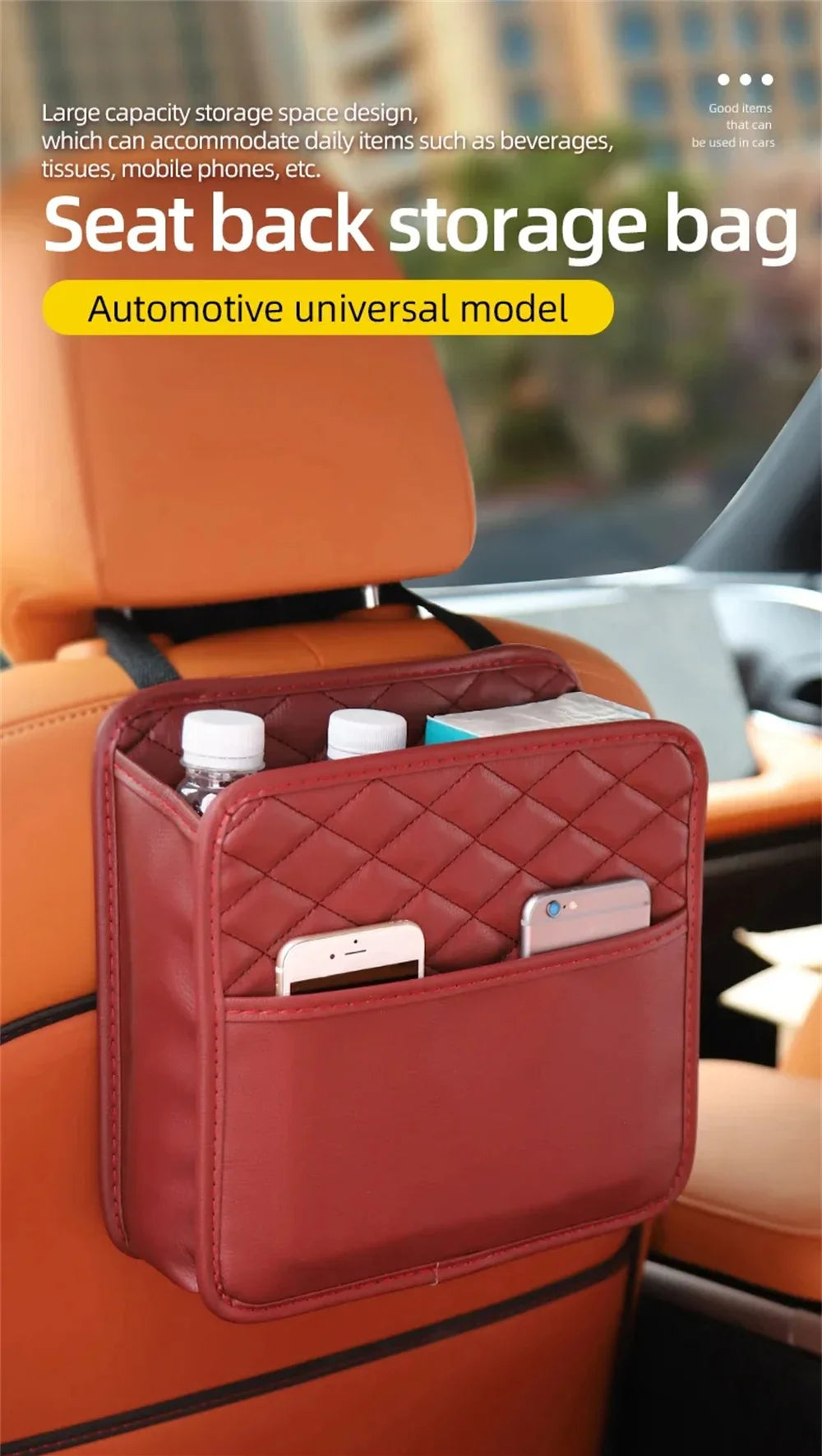 Multifunctional Leather Car Seat Organizer