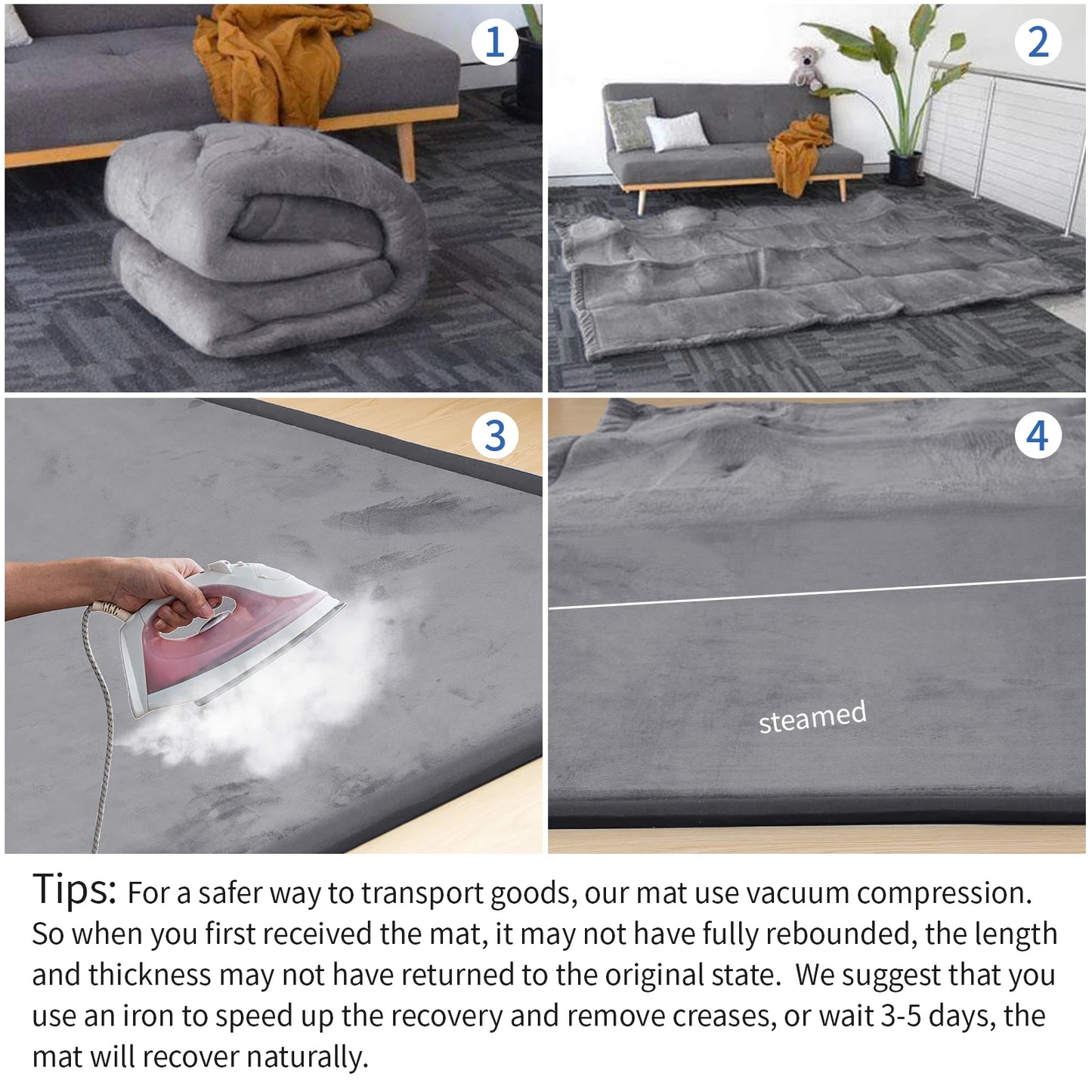 Huloosleep Baby Crawling Play Mat – Thick Soft Foam, Non-Slip Activity Rug