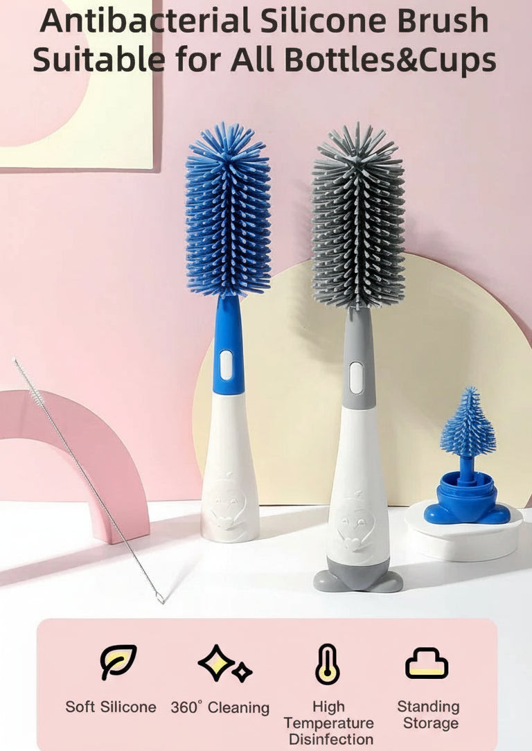 Penguin Silicone Baby Bottle Brush Set