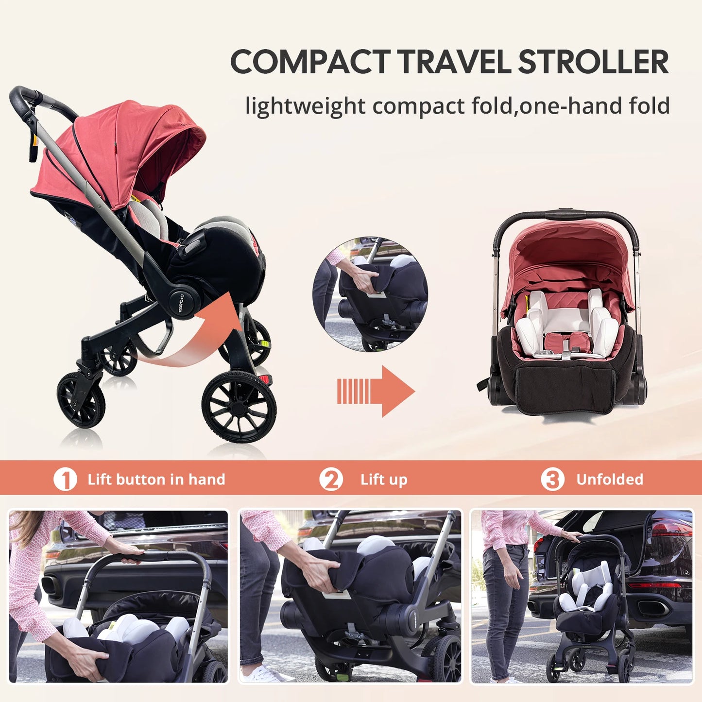 Luxury Foldable Baby Stroller – Reversible High View Newborn Pushchair